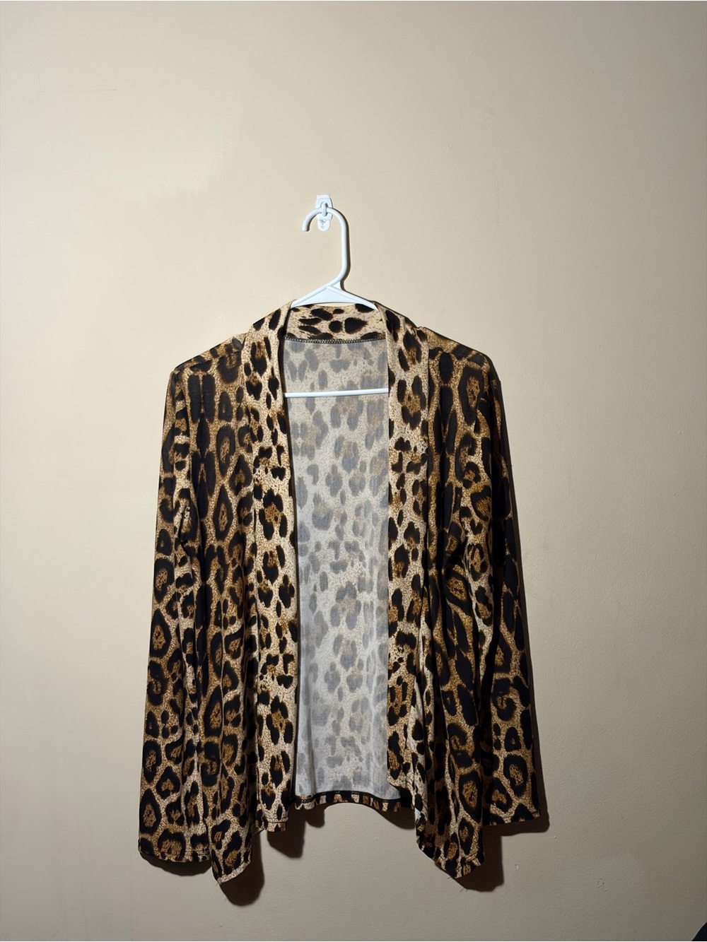Women’s Size Medium Leopard Print Open-Front Blazer in Brown